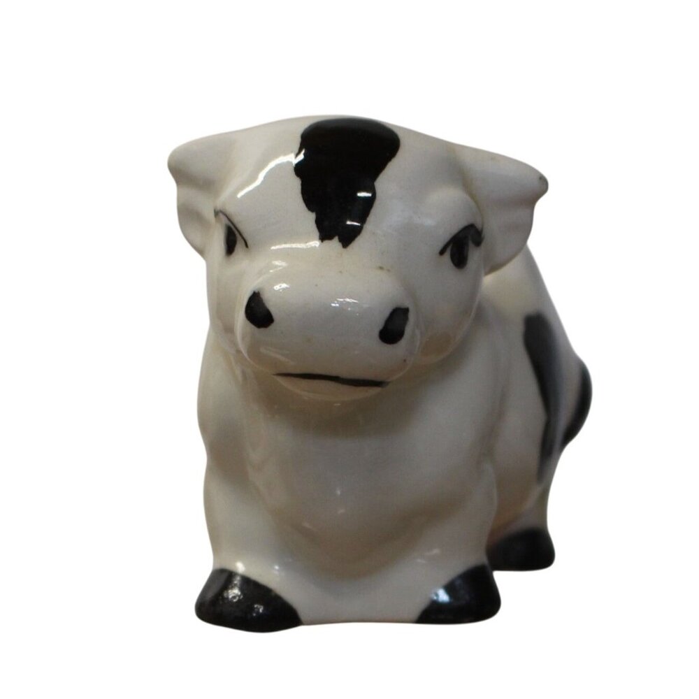 Vintage Cow Holstein Toothpick Holder White with Black Spots Japan Pink Udder